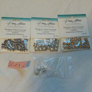 Pure Allure Designer Metal Castings Swarovski Crystals Asst Colors Squares Lot 4